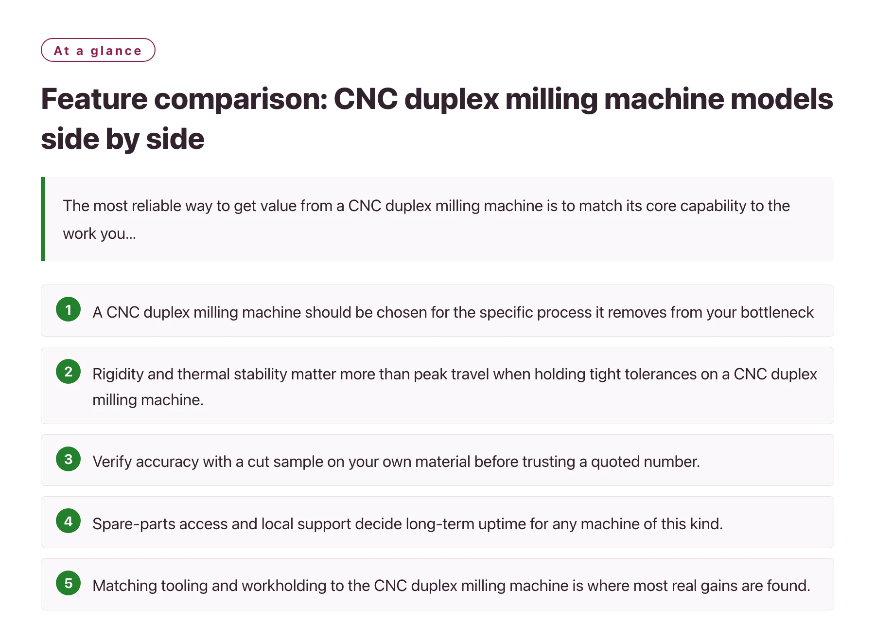 Feature comparison: CNC duplex milling machine models side by side——全文要点速览