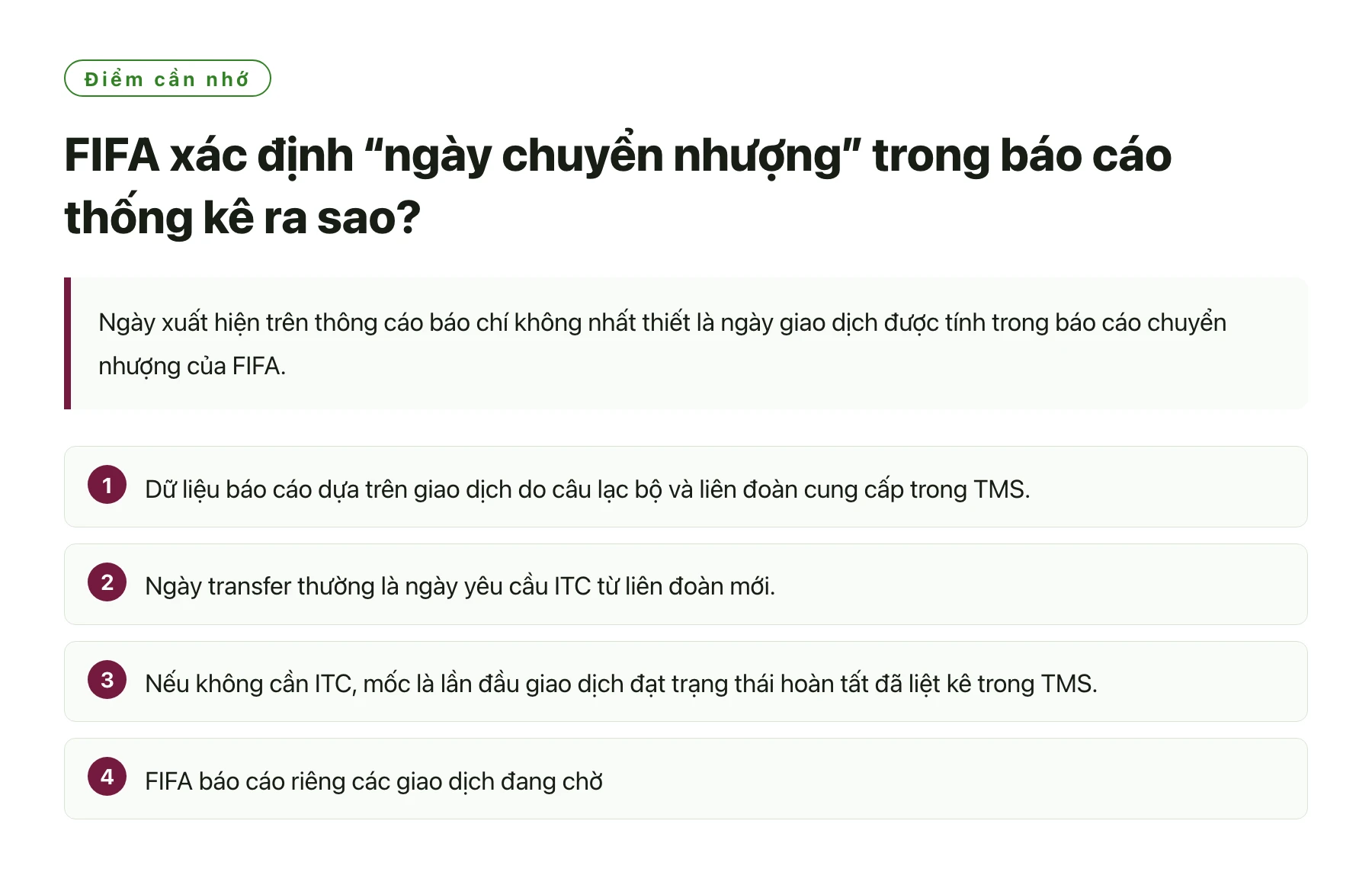 FIFA xác định “ngày chuyển nhượng” trong báo cáo thống kê ra sao?——全文要点速览